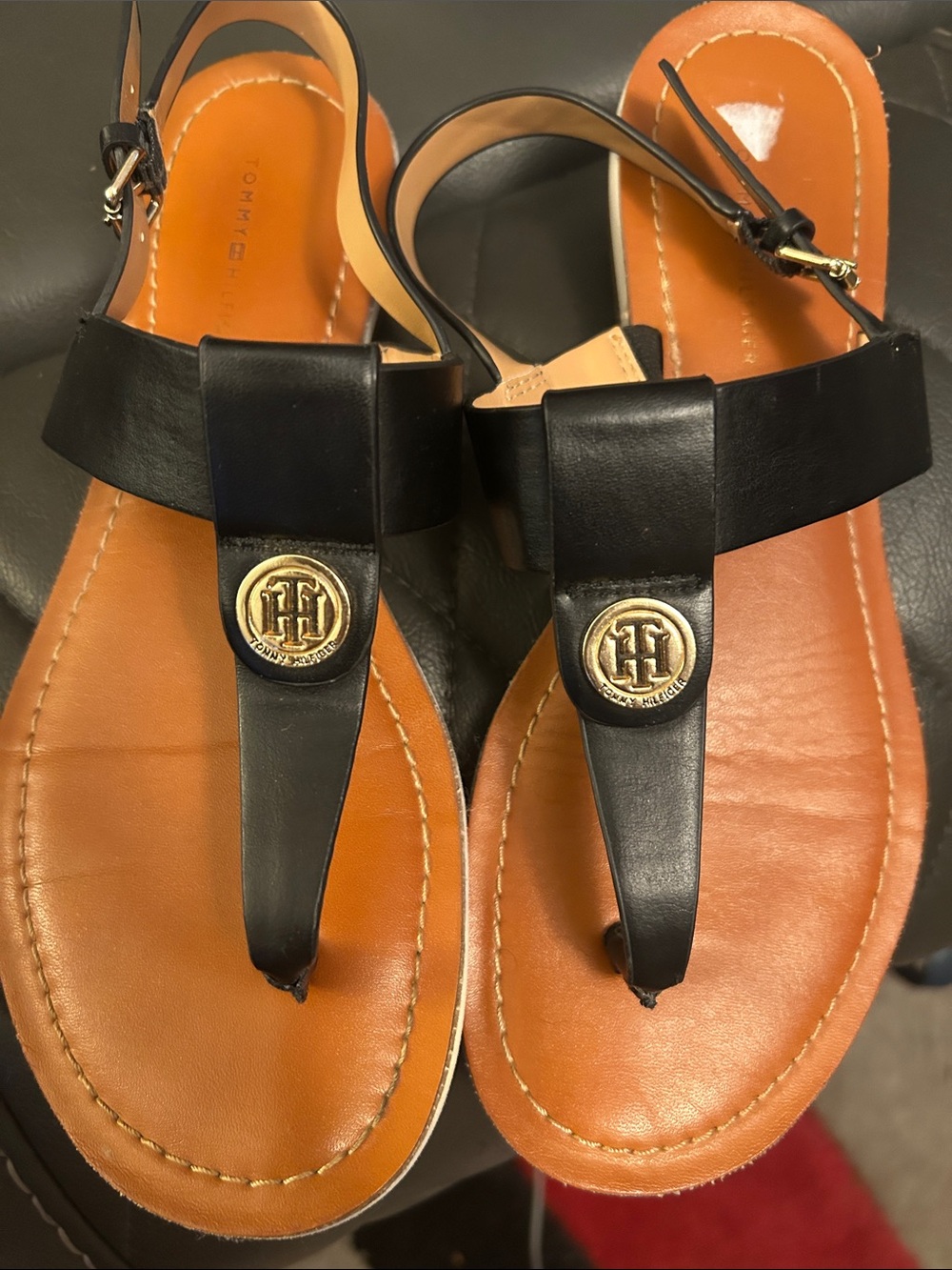 Tommy Hilfiger black thong sandals